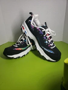 Skechers D’Lites Summer Fiesta Black/Multi Color Sneakers Women’s Size 10 - Picture 1 of 14