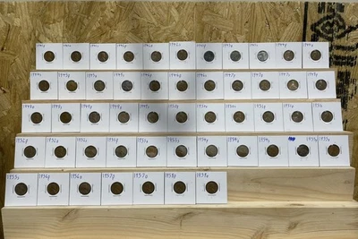 Centavo Lincoln Wheat 1941 P,D,S-1958 P,D (bueno - muy fino) 51 monedas Foto 1 de 3