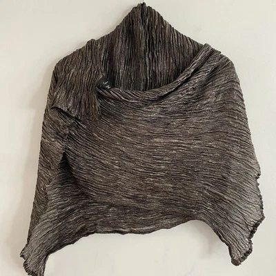 Cejon Beautiful Silk Blend Scarf Metallic Shiny Pretty Crinkle Silver Elegant - Image 1 of 4