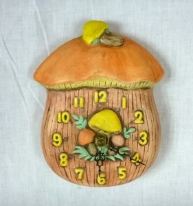 Vtg 70s Ceramic Wall Clock Mushroom Shaped Working Battery Operated - Picture 1 of 10