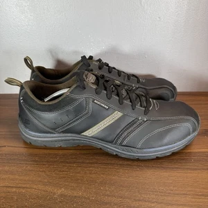 Scarpe Skechers Uomo 14 Expected Devention Sneakers Casual Pelle Nera SN64378 - Foto 1 di 11