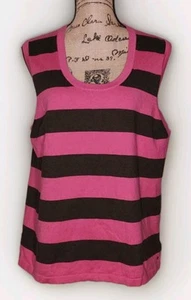 Tommy Hilfiger nuovo con etichette - maglione smanicato a righe rosa/marrone - donna taglia XXL - Foto 1 di 4