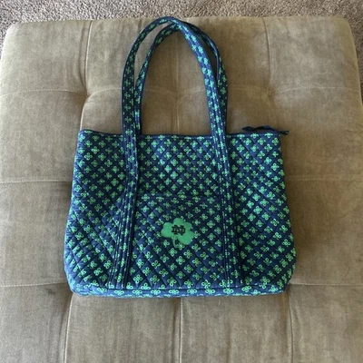 Vera Bradley Notre Dame Handbag Purse Shoulder Tote Weekender Green & Blue - Image 1 of 4