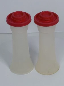 Tupperware Salz- und Pfefferstreuer 6 Zoll Sanduhr roter Deckel Vintage - Bild 1 von 9