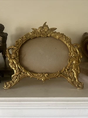 Marco de fotos de ángel de latón vintage - Portafotos de querubín celestial Foto 1 de 4