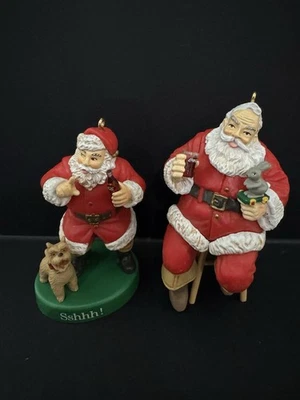 Vintage 1990s Coca Cola Santa Claus Christmas  Ornaments Set Of 2 - Image 1 of 4