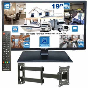 19" TV + Wall Bracket 12V / 240V HD LED MOTORHOME CARAVAN BOAT TRUCK VAN - Picture 1 of 7