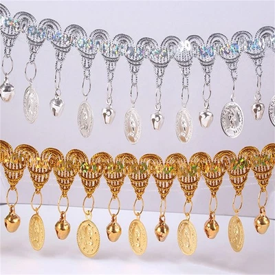 Glockenanhänger Quaste ethnischer Stil Pailletten Vorhang Zierleiste DIY Nähen - Bild 1 von 4