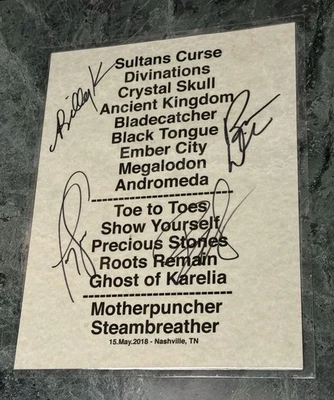 MASTODON Laminated Autographed Signed SETLIST  2018 Nashville concert tour - Image 1 of 3