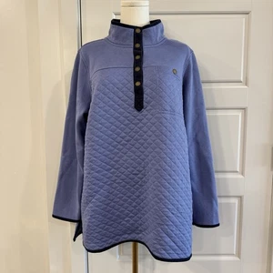 LL Bean Airlight Knit Jacket Pullover Womens 1X Plus Quilted 1/4 Snap Purple - Picture 1 of 9