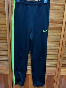 Nike Therma-FIT Pants Mens S Black Green Logo Stripe Open Hem Athletic - Bild 1 von 12