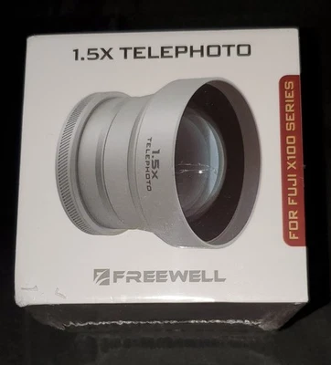 Lente telefoto Freewell 1.5x para câmeras Fujifilm X100VI e X100V, prata fosca - Imagem 1 de 4