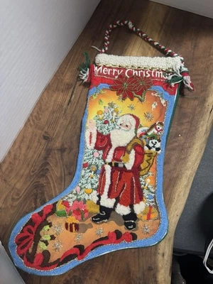 Medias de costura crewel al atardecer bordado vacaciones Papá Noel Navidad Foto 1 de 4