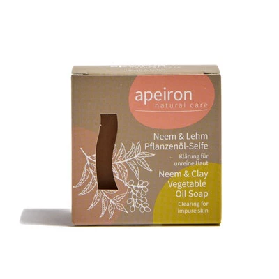 apeiron Pflanzenöl-Seife Neem & Lehm Bio 100g - Klärung für unreine Haut - Bild 1 von 3