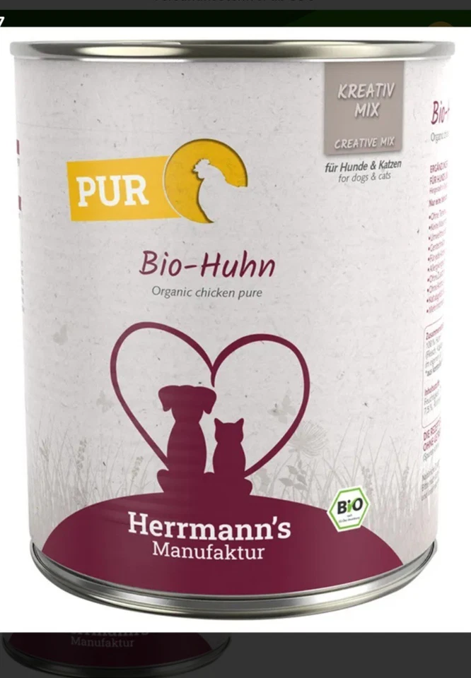 Hundefutter BIO Huhn Pur Herrmanns Manufractur 6 x 800g - Bild 1 von 1