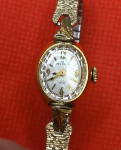 Reloj Helbros Damas 16mm Ovalado Tono Dorado 21 Joyas Mecánico Cuerda En muy buena condición - Imagen 1 de 22