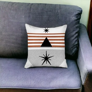 18" X 18" Black And Red Abstract Zippered Handmade Polyester Throw Pillow Cover - Picture 1 of 4