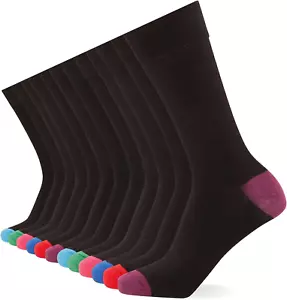 "Men's Cotton Socks - 12-Pack of Breathable Plain, Patterned, and Black Socks" - Picture 1 of 11