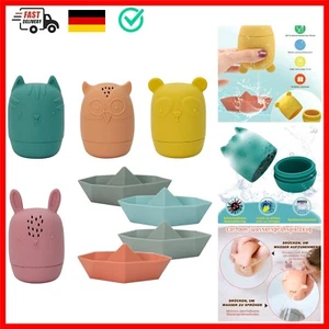 8er Set Silikon-Bade-Spielzeug - Farbenfrohe, Spritzende Tierchen für Babys - Bild 1 von 9