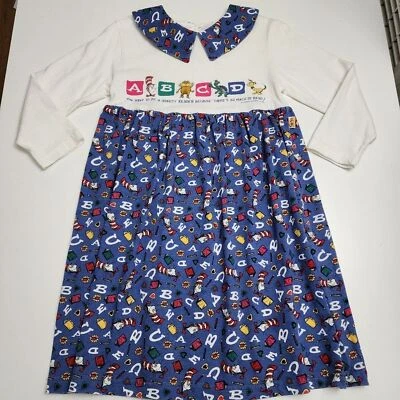 Girls Dr. Seuss Cat in the Hat Vintage 1994 Alphabet ABC Dress Size 6 - 7 - Image 1 of 4