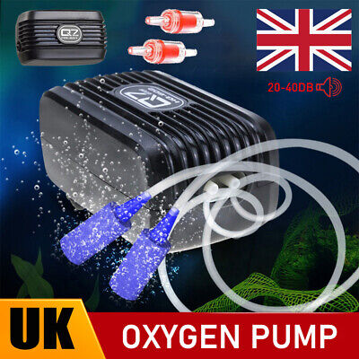 Aquarium Fish Tank Air Pump Quite Silent Flow Oxygen Bubbles Stone Outlet Valve • 14.65£