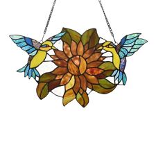 Stained Glass Window Panel Hummingbirds Tiffany Style 
