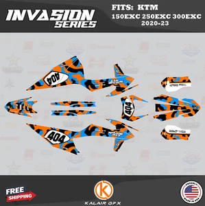 Graphics Kit for KTM 150EXC 250EXC 300EXC 2020 2021 2022 2023 Invasion - ORANGE - Picture 1 of 6