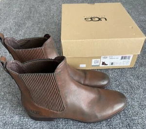 UGG Chelsea Boots Womens 8 Brown Distressed Leather 1005930 Western Gothic Moto - Picture 1 of 14