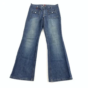Vintage 2002 Y2K Tommy Hilfiger Flare Boot Cut Leg Jeans 11 Low Rise Blue Denim - Picture 1 of 11