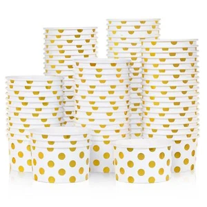 50 Pack 5.5oz Disposable Paper Ice Cream Cups Dessert Bowls for Hot or Cold Food - Picture 1 of 7