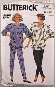3990 Butterick Schnittmuster Vintage 80er Jahre Langarm Oberteil Steigbügel Hose Größe 8-10-12 - Bild 1 von 3