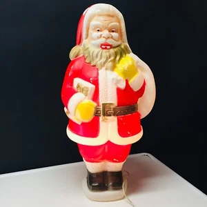 Vintage Blow Mold Poloron Christmas Santa Gold Beard Yellow Gloves Electric - Picture 1 of 12