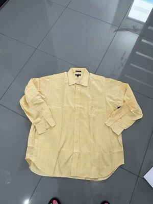 Camisa de vestir Burberry London etiqueta azul para hombre con botones amarilla talla 18 35B Foto 1 de 4