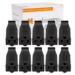 10PCS Extension Cord Ends Electrical Connector NEMA 5-15R 15A 125V Black Shel... - Picture 1 of 6