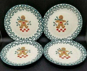 JUEGO DE 4 PLATOS DE CENA DE GRES PARA HOMBRE PAN DE JENGIBRE ARTESANAL POPULAR TIENSHAN VACACIONES  - Imagen 1 de 6