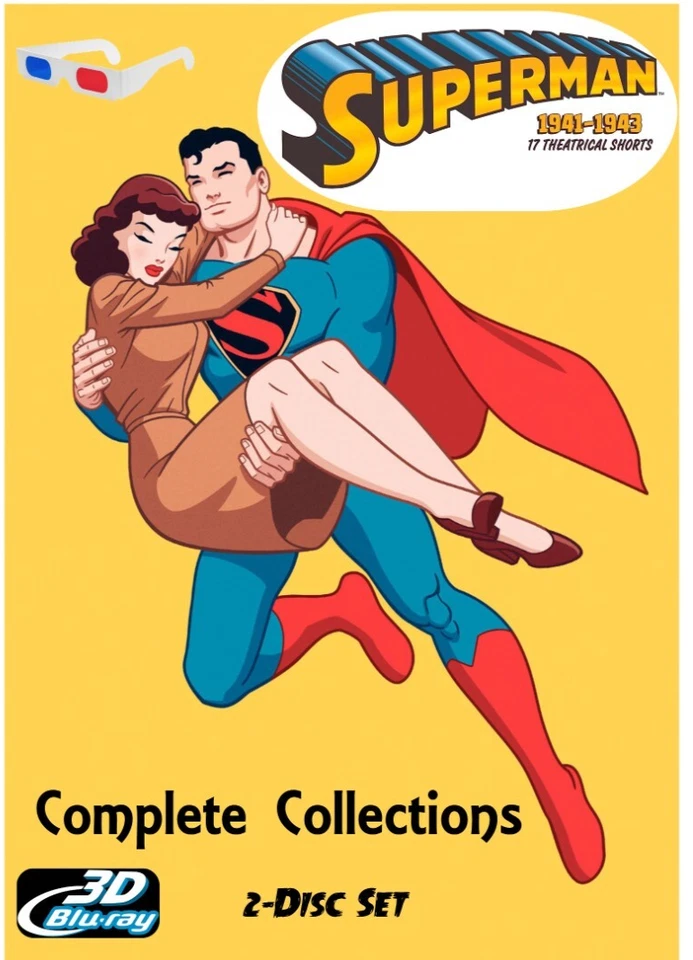 SUPERMAN  2-Blu-Ray set  1941-1943 Animated Cartoon Complete Remastered 3-D - Image 1 of 1