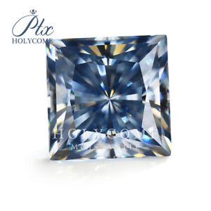 Crushed Ice Cut Princess Loose Moissanite Stone Vivid Blue VVS1 Gemstone 4 Ring