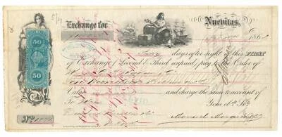 US Revenue stamp R54c on 1868 Bill of Exchange, Danford Knowlton, Nuevitas to NY - Image 1 of 4