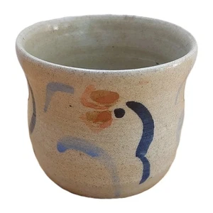 Small Studio Pottery Pot Vase Trinket pot Beige Blue Pink Glaze 6.5cm x 7.5cm. - Picture 1 of 9
