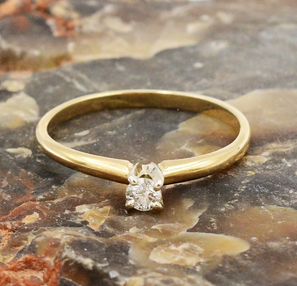 14k Yellow Gold Designer Tessler & Weiss Diamond Solitaire Ring Size 7.25 - Image 1 of 4