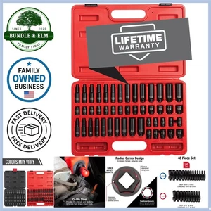 Impact Socket Set 48-Piece Chrome Moly Steel SAE/Metric Deep Standard Heavy Duty - Picture 1 of 8