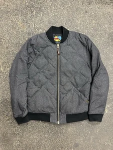 Eddie Bauer Jacket Mens S Grey 1936 Skyliner Quilted Bomber Down Filled Zip - Picture 1 of 8