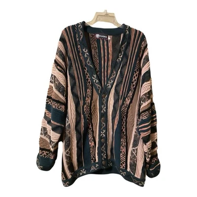 Tundra “Coogi style" L/G mens Cardigan made in Canada Cotton Multicolor - Image 1 of 4