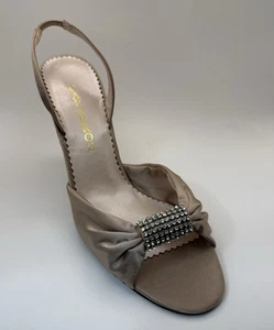 Caparros Heels Womens Fashion Pumps Satin Peep Toe Sheila Champagne Sparkly 8.5M - Picture 1 of 7