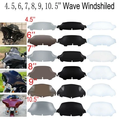 4.5" 7" 9" 10.5" Wave Windshield For Harley Touring Street Electra Glide 2014-up - Image 1 of 4