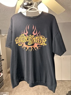 Vintage Aerosmith Flame Shirt Distressed Vintage Band Tee Size XL - Image 1 of 4