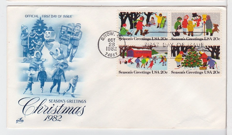TurtlesTradingPost- Christmas Children 1982 #2028-30 Artcrafft Cachet FDC - Image 1 of 1