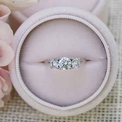 Wedding Diamond Ring 1 Ct IGI GIA Certified Lab Grown Round Cut 14K White Gold - Image 1 of 4