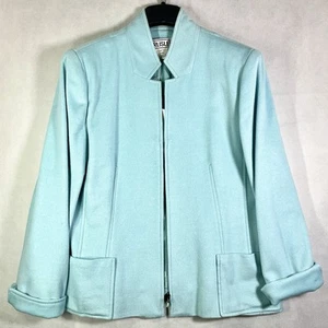 Carlisle Aqua Blue Angora Lambswool Blue Full Zip Jacket Size 16 NEW With Tags - Picture 1 of 7