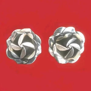 Erick's Sterling Silver 20 mm Size Rose Stud Earrings Taxco.925 - Picture 1 of 8